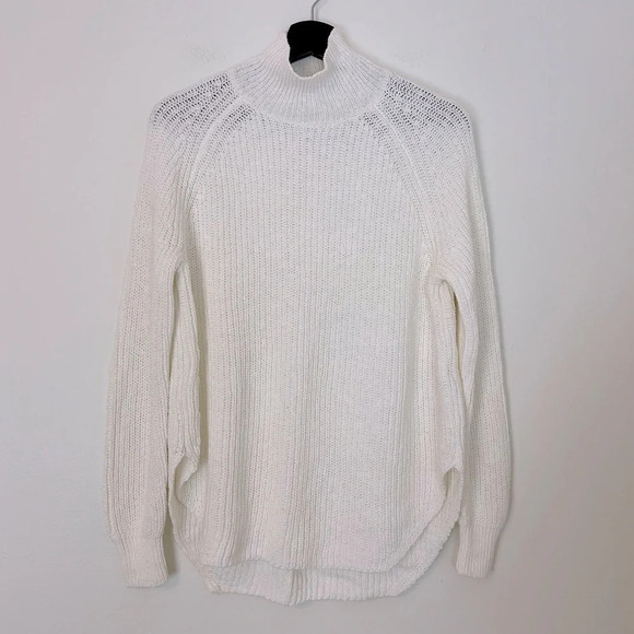 Maeve Anthropologie Winter White Mockneck Turtleneck Sweater X-Small Cotton Fall - Picture 2 of 5